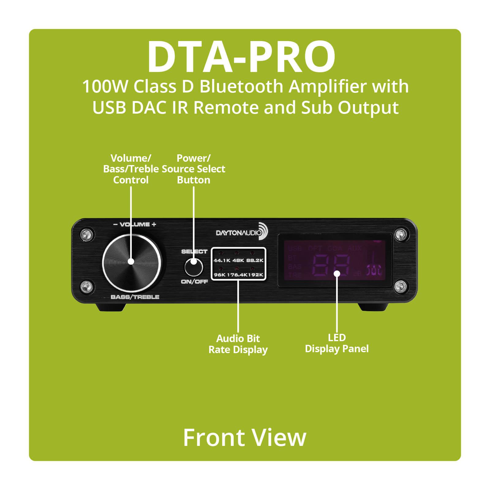 Dayton Audio DTA-PRO 100W Class D Bluetooth Amplifier with USB DAC